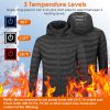 Heated Jacket Electric Heating Coat Lightweight Winter Hooded Jacket with 3-Level Heating Modes 8 Heating Zones Detachable Zipper Hood