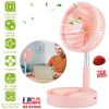 Portable Folding Desk Table Fan Quiet USB Rechargeable Telescopic Standing Floor Fan w/ 4 Speeds Adjustable Height 180° Tilting Angle For Office Home