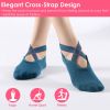 6 Packs Women Yoga Socks with Straps Non-Slip Grips for Pilates Pure Hospital Walking Dance Indoor