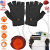 USB Wool Heated Gloves Mitten Half Fingerless Glove Electric Heated Gloves for Laptop PC