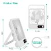 Mini Desktop Cooling Fan Rechargeable Battery Powered Personal Fan Speed Adjustment Strong Airflow Quiet Travel Fan with LCD Display for Home Office T
