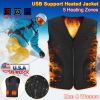 Heat Jacket Vest 3 Heating Gear Adjustable USB Heated Vest Warm Heat Coat Vest w/ 5 Heating Zones For Men Women Winter Outdoor Activity