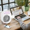 4 In 1 Portable Mini Desktop Air Conditioner Fan Water Mist Cooling Fan USB Rechargeable Humidifier Fan Evaporative Air Cooler 3 Wind Modes Colorful L