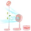 Portable Folding Desk Table Fan Quiet USB Rechargeable Telescopic Standing Floor Fan w/ 4 Speeds Adjustable Height 180° Tilting Angle For Office Home