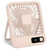 Mini Desktop Cooling Fan Rechargeable Battery Powered Personal Fan Speed Adjustment Strong Airflow Quiet Travel Fan with LCD Display for Home Office T