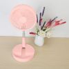 Portable Folding Desk Table Fan Quiet USB Rechargeable Telescopic Standing Floor Fan w/ 4 Speeds Adjustable Height 180° Tilting Angle For Office Home