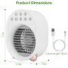 4 In 1 Portable Mini Desktop Air Conditioner Fan Water Mist Cooling Fan USB Rechargeable Humidifier Fan Evaporative Air Cooler 3 Wind Modes Colorful L