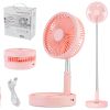 Portable Folding Desk Table Fan Quiet USB Rechargeable Telescopic Standing Floor Fan w/ 4 Speeds Adjustable Height 180° Tilting Angle For Office Home
