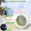 4 In 1 Portable Mini Desktop Air Conditioner Fan Water Mist Cooling Fan USB Rechargeable Humidifier Fan Evaporative Air Cooler 3 Wind Modes Colorful L