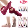 6 Packs Women Yoga Socks with Straps Non-Slip Grips for Pilates Pure Hospital Walking Dance Indoor