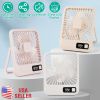 Mini Desktop Cooling Fan Rechargeable Battery Powered Personal Fan Speed Adjustment Strong Airflow Quiet Travel Fan with LCD Display for Home Office T