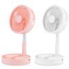 Portable Folding Desk Table Fan Quiet USB Rechargeable Telescopic Standing Floor Fan w/ 4 Speeds Adjustable Height 180° Tilting Angle For Office Home