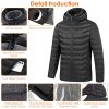 Heated Jacket Electric Heating Coat Lightweight Winter Hooded Jacket with 3-Level Heating Modes 8 Heating Zones Detachable Zipper Hood