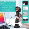 Portable Handheld Fan Rechargeable Pocket Personal Fan Quiet Desk Phone Holder Fan with 3 Speeds Removable Base for Commute Office Outdoor Indoor