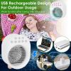 4 In 1 Portable Mini Desktop Air Conditioner Fan Water Mist Cooling Fan USB Rechargeable Humidifier Fan Evaporative Air Cooler 3 Wind Modes Colorful L