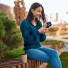 Portable Handheld Bladeless Fan Rechargeable Cooling USB Fan Desktop Use Fan w/ 3 Gears LED Indicator Cooling Fan